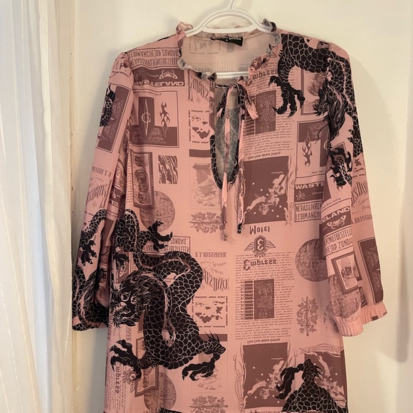 New Girl Order Newspaper Print Prairie Dress - Picture 3 of 5